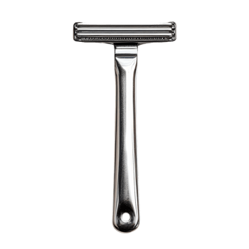 A shiny razor blade resting on a clean transparent background for grooming and shaving purposes, razor blade isolated on a transparent background png