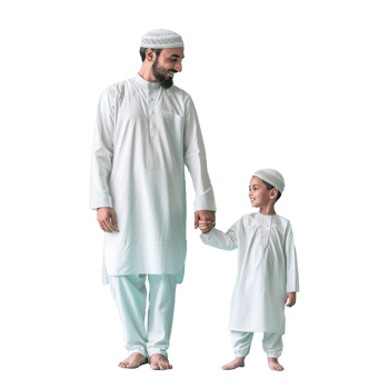 A man and a child in white clothing png