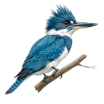 Detailed Illustration of a Belted Kingfisher png