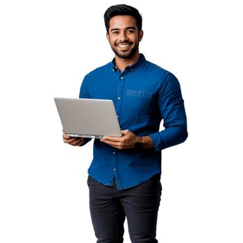 Professional Man Using Laptop Isolated on Transparent Background png