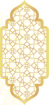 Dome with Double Rounded Rectangle Gold Gradient with Islamic Pattern of Oriental Style Islamic Frame Arches with Modern Boho Mosque Dome for Window vector