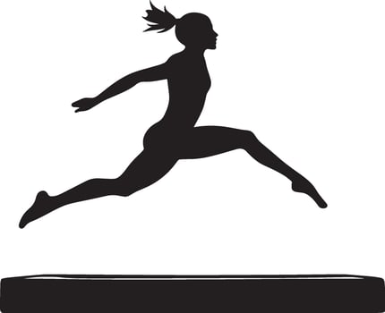 A gymnast sprinting towards the vaulting table. full length silhouette black illustration vector