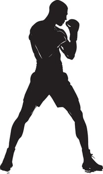 Shadowboxing A boxer practicing punches in the air, with no opponent. full length silhouette black illustration vector