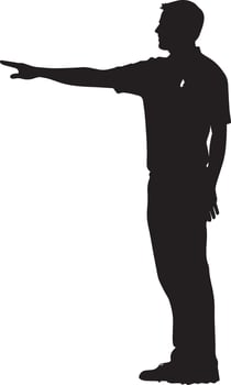 Referee Gesture Official signaling substitution with arm extended horizontally, black silhouette. vector