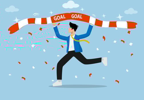 Business success and achievement, gaining achievements, performance success or completing business targets, career success, the concept of achieving goals or targets. vector