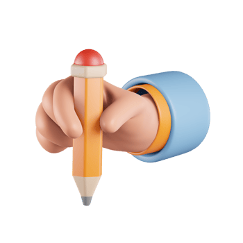 Pencil with Hand 3D Icon png