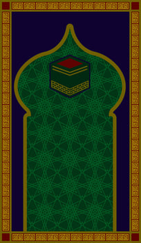 Green Muslim rug in simple style vector