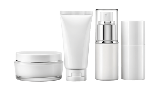Blank White Cosmetic Containers for Mockup png