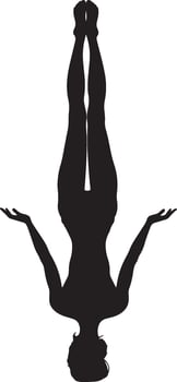 Headstand Pose Sirsasana Silhouette A person balancing on their head, with legs extended upwards and arms supporting the body. full length silhouette black illustration vector