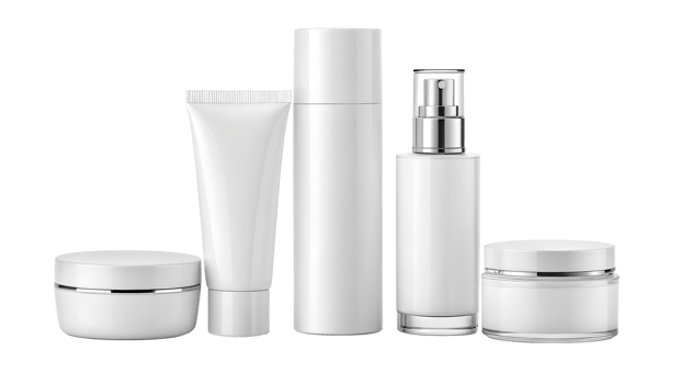 Blank White Cosmetic Containers for Branding Mockup png