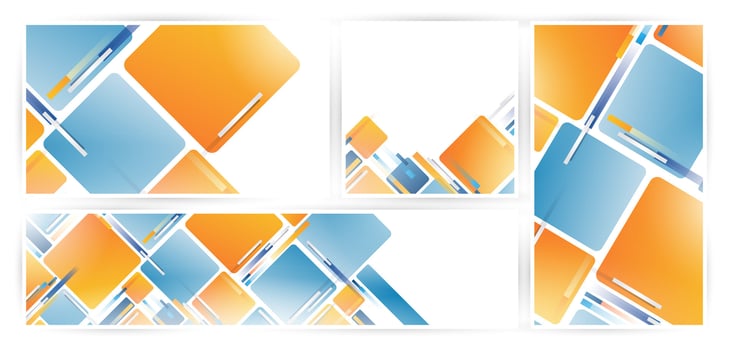 orange blue geometrical square shape abstraction backgrounds for business card templates, banner, flyer, covering calendar, webs banners, ecommerce signs retail shopping, advertisement business agency vector