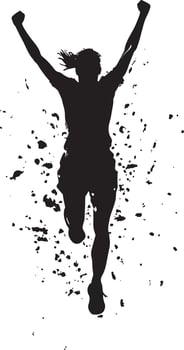 Goal Celebration Silhouette A player running toward the corner flag or toward teammates, arms raised, celebrating after scoring a goal. full length silhouette black illustration vector