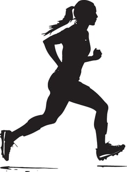 Diagonal Run Silhouette A player making a diagonal run across the field to create space and receive a pass. full length silhouette black illustration vector