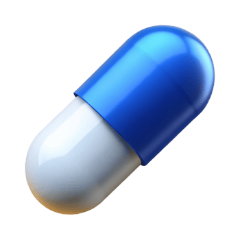 dramatic minimalist Medical Pill Capsule Blue and White Isolated Element detailed png