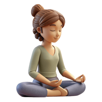 beautiful modern Meditating Woman Side View Isolated with Soft Lighting png