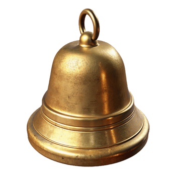 dramatic classic Meditation Bell Brass Shiny Isolated high resolution png