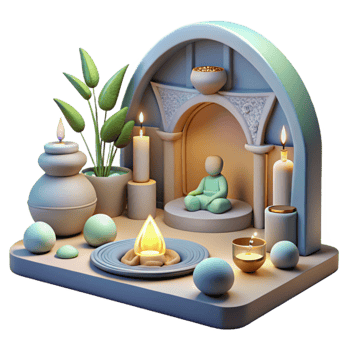 stunning rustic Meditation Room Scene Isolated with Peaceful Ambiance original png