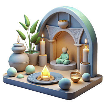 extraordinary contemporary Meditation Room Scene Isolated with Peaceful Ambiance high quality png