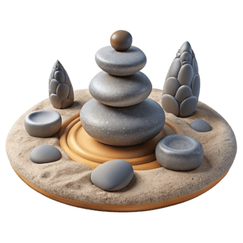 extraordinary classic Meditation Stones in Zen Garden Transparent Background png
