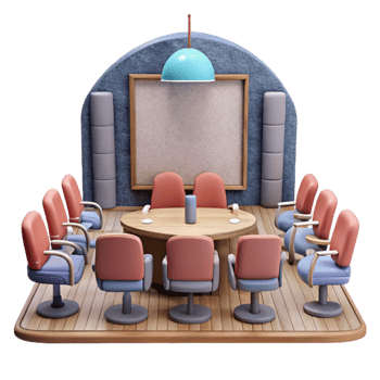 stunning rustic Meeting Room Interior Front View Cutout Element png