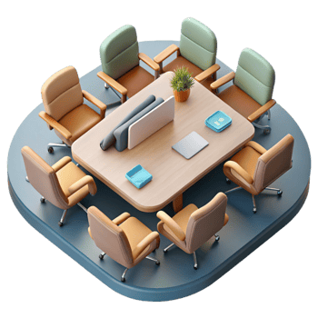 impressive traditional Meeting Room with Table and Chairs Top View Transparent Background high quality png
