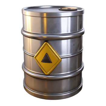 dramatic rustic Metal Barrel with Hazard Symbol Transparent original png