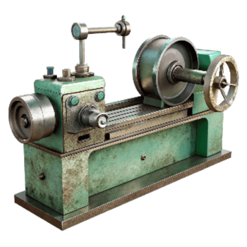 vibrant classic Metal Lathe Machine Side View Cutout Element premium png