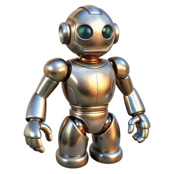 beautiful vintage Metallic Robot Body with Reflective Surface Isolated Element detailed png