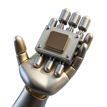 magnificent traditional Metallic Robot Hand Holding Circuit Board Isolated authentic png