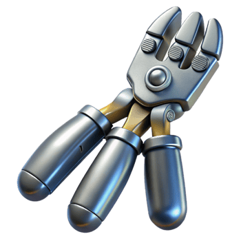 vibrant creative Metallic Robot Hand Holding Circuit Board Isolated premium png