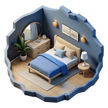 impressive traditional Minimalist Bedroom Scene Top View Cutout high resolution png