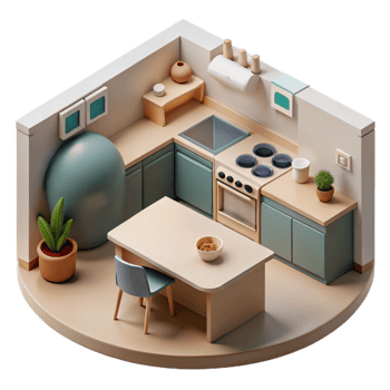 magnificent creative Minimalist Kitchen Scene Top View Cutout original png