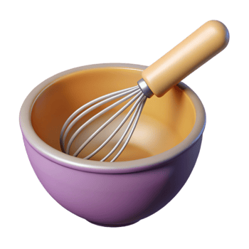 serene minimalist Mixing Bowl and Whisk Isolated Element detailed png