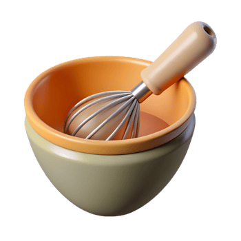 magnificent contemporary Mixing Bowl and Whisk Isolated Element high resolution png