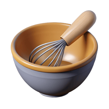 wonderful traditional Mixing Bowl and Whisk Isolated Element genuine png