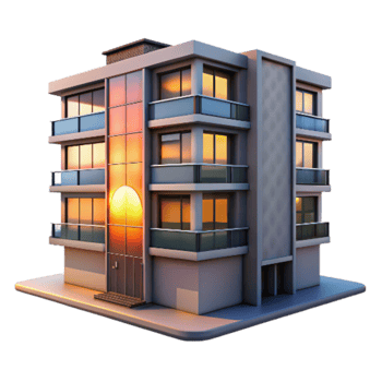 extraordinary modern Modern Apartment Building Sunset View Isolated png