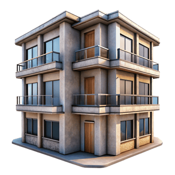 elegant abstract Modern Apartment Building with Large Windows Transparent professional png