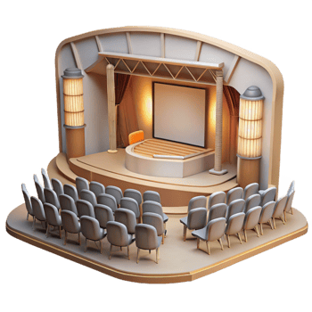 serene modern Modern Auditorium with Stage and Seating Transparent Background professional png