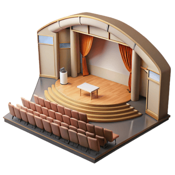 extraordinary creative Modern Auditorium with Stage and Seating Transparent Background high resolution png