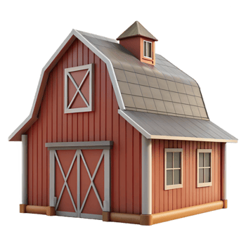 beautiful classic Modern Barn Architecture Side View Isolated genuine png