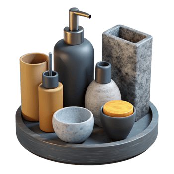 stunning minimalist Modern Bathroom Accessories Set Isolated Cutout authentic png