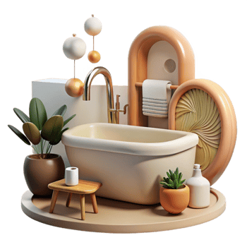 beautiful classic Modern Bathroom Interior Bathtub Detail Cutout Element genuine png