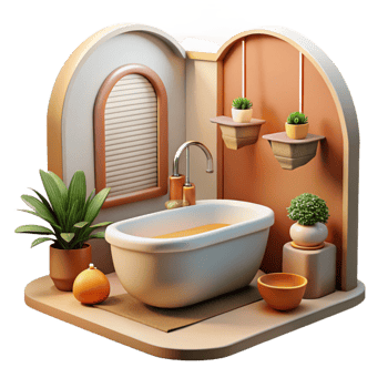 extraordinary artistic Modern Bathroom Interior Bathtub Detail Cutout Element authentic png