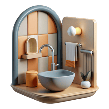 serene creative Modern Bathroom Interior Shower Detail Cutout Element original png