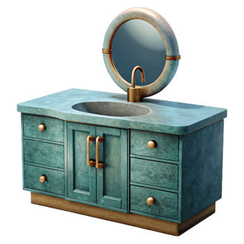 serene artistic Modern Bathroom Vanity with Mirror Transparent high resolution png
