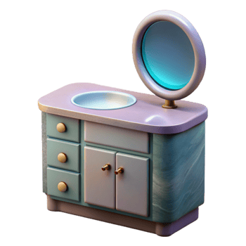 elegant rustic Modern Bathroom Vanity with Mirror Transparent high resolution png
