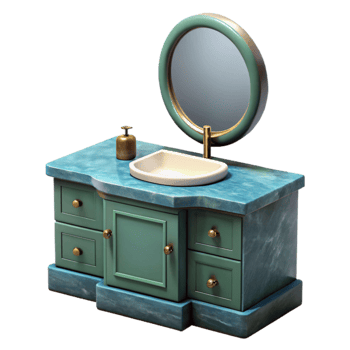 serene classic Modern Bathroom Vanity with Mirror Transparent high resolution png