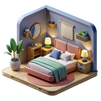 beautiful contemporary Modern Bedroom Interior Cutout original png
