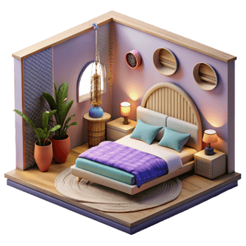 dramatic rustic Modern Bedroom Interior Cutout genuine png