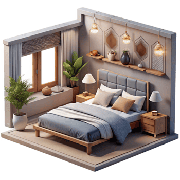 beautiful minimalist Modern Bedroom Interior Cutout exclusive png